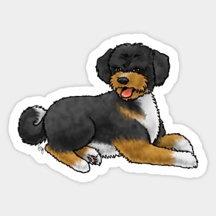 Dog - Aussiedoodle - Tricolor Black Tan White Sticker